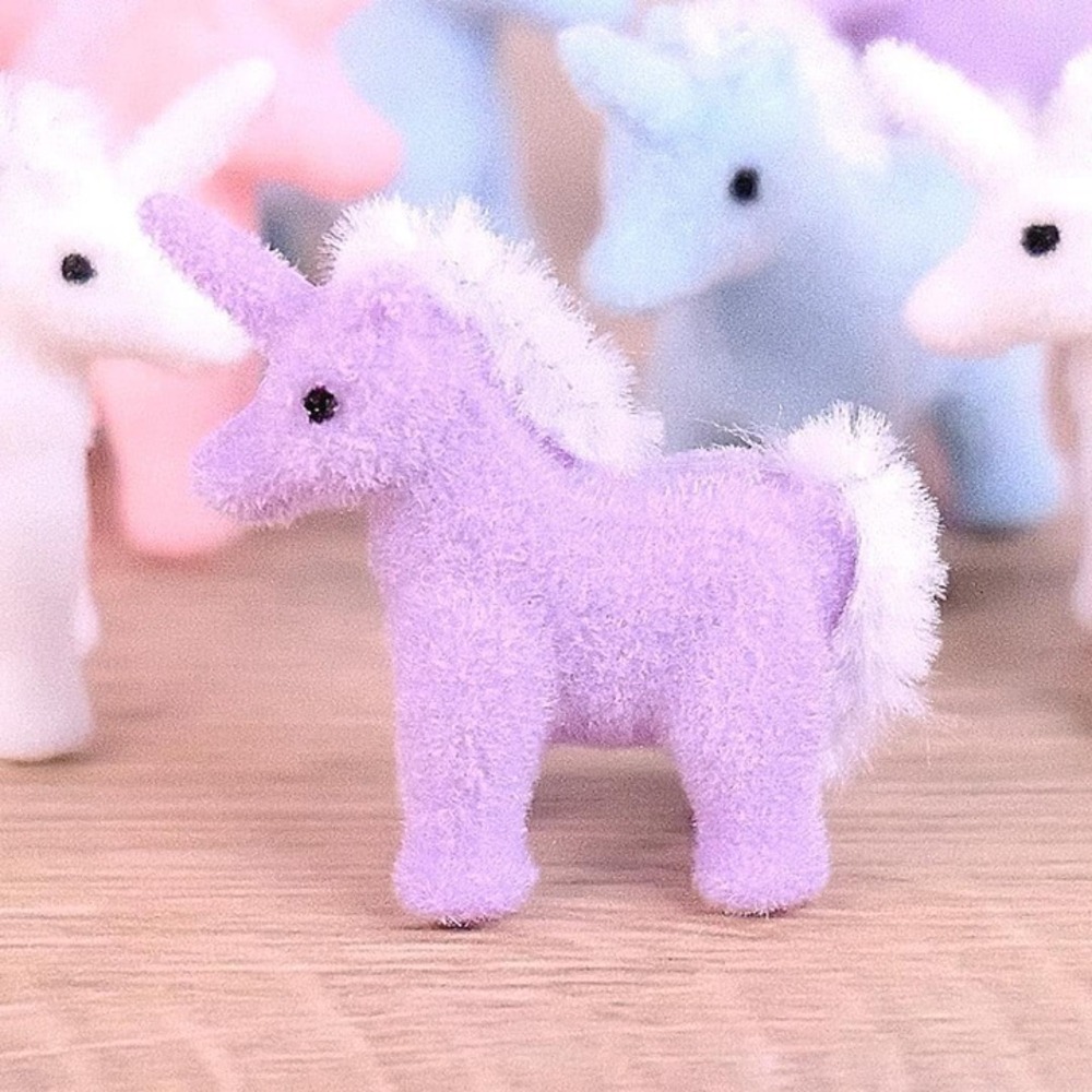Miniature Flocked Unicorn Figurine - Mini Unicorn Figures - Crafts & Dioramas